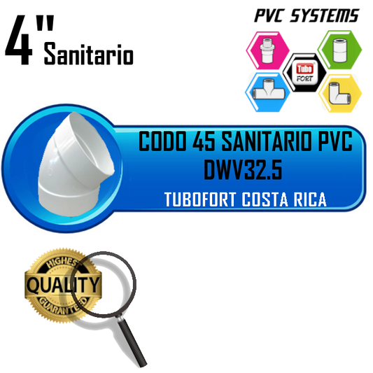 CODO 4X45 SANITARIO DRENAJE