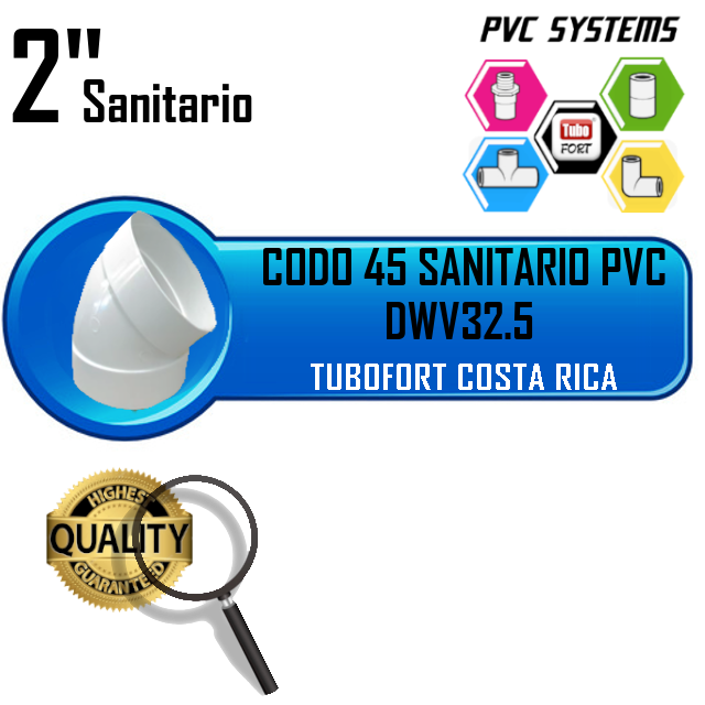 CODO 2X45 SANITARIO DRENAJE